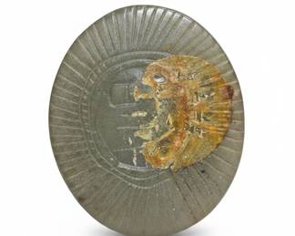Carved Nephrite Jade Bi Disc or Toggle with Mythical Creature