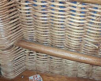 Vintage Wicker and Wrought Iron Barrel Chair by Frederic Weinberg