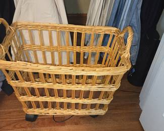 Rolling Wicker Laundry Hamper