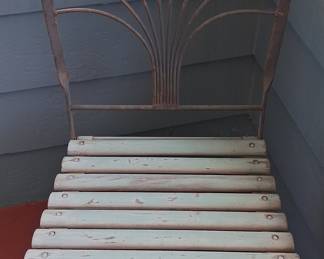 Vintage Francois Carre Style Wrought Iron Folding Garden Chair