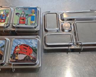 PlanetBox Rover Stainless Steel Bento Lunch Box Set with 2 Decorative Magnetic Toppers