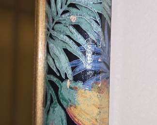 Decoupage Floral Wall Mirror with Gold Trim