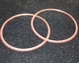 Pair of Copper Tone Etched Bangles