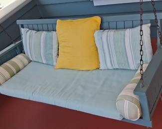 Traditional English Style Porch Swing with Custom Cushions
