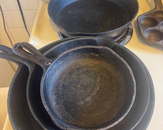 Vintage cast iron skillets