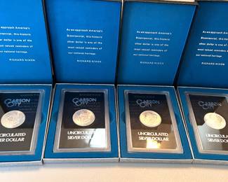 Total of 4 Uncirculated  Carson City Morgan Silver Dollar 