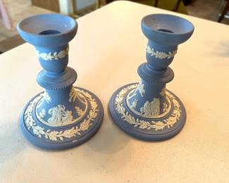 Blue Wedgwood Candle Holders 