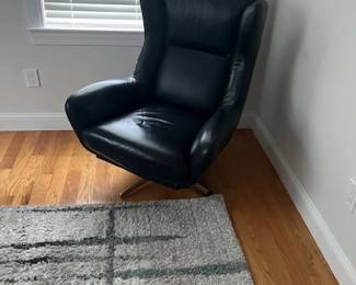 black leather wing chair