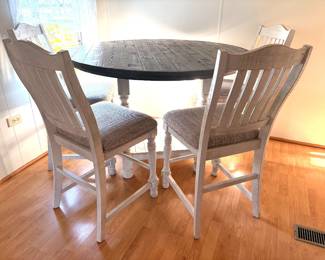 $400 - Distressed Dining Room Table w/4 chairs (high top)