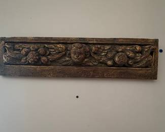 Antique Carved Wood Cherub Frieze with Acanthus Leaves