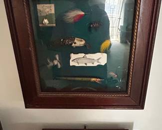 Vintage Shadow Box Display of Antique Fishing Lures