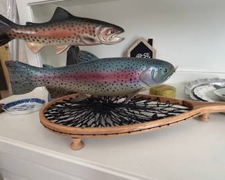 Decorative Rainbow Trout and Brown Trout Fish Mounts