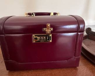 Vintage Burgundy Leather Briefcase with Presto Combination Lock