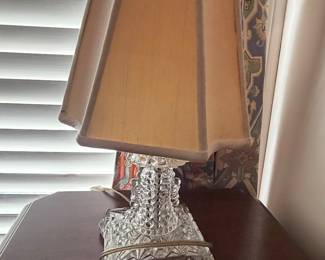 Vintage Crystal Cut Glass Hobnail Table Lamp