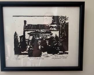 Capehart 'Christmas Trees' Limited Edition Linocut Print