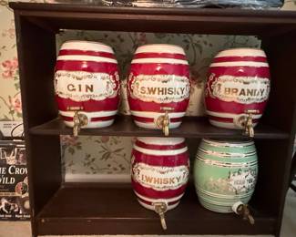 Vintage Ceramic Barrel Beverage Dispenser Set - Wade Royal Victoria