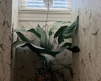 Artificial Peace Lily in Hammered Metal Planter