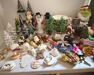 Assorted Vintage and Contemporary Christmas Ornaments and Holiday Decor