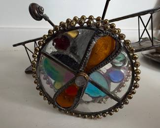 Stained Glass Biplane Sculpture