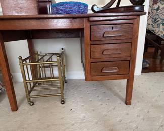 Antique Oak School Desk