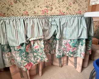 Custom Upholstered Vanity Stool and Multi-Tiered Table Skirt Set