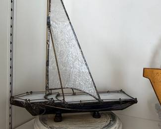 Stained Glass Sailboat Sculpture