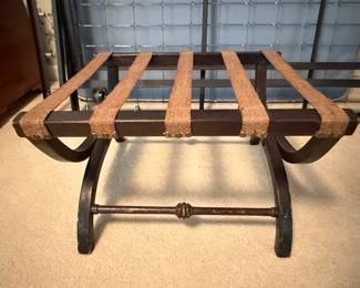 Vintage Wooden Luggage Rack with Turned Stretcher