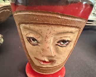Anita Studio Pottery Face Vase