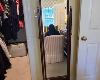 Queen Anne Style Mahogany Cheval Mirror