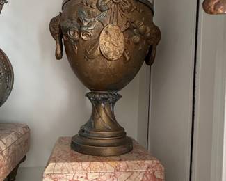 Neoclassical Gilt Bronze and Marble Covered Urn