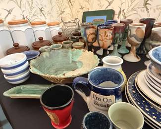 Assorted Studio Pottery Collection with "I'm On Break" Mug