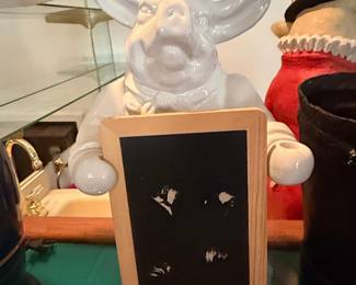 Ceramic Pig Chef Chalkboard Memo Holder