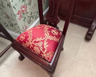 Victorian Revival Mahogany Hall Chair with Ball-and-Claw Feet