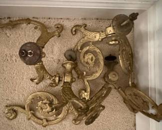 Pair of French Rococo Style Gilt Bronze Wall Sconces