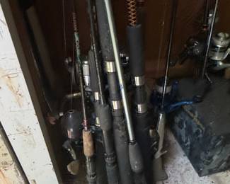 Collection of Assorted Fishing Rods and Reels