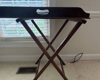 Antique English Butler's Tray Table with Folding Stand