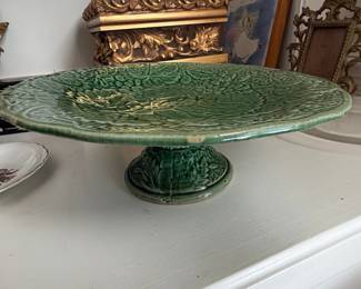 Victorian Majolica Leaf Pattern Comport (Possibly Adams & Bromley)