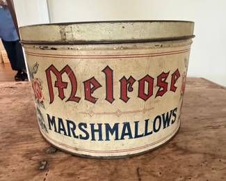 Vintage Melrose Marshmallows Tin with Rose Motif
