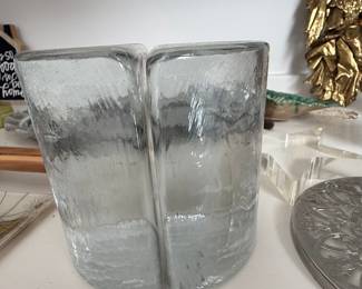 Blenko Glass Half Moon Bookends