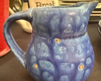 Studio Pottery Blue Glazed Creamer Signed 'Owen'