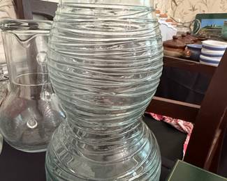 Mid-Century Modern Ribbed Glass Pitcher/Carafe