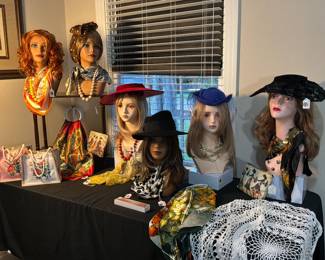 Mannequins, Wigs, Vintage Jewelry, Scarfs, Vintage Hats, purses