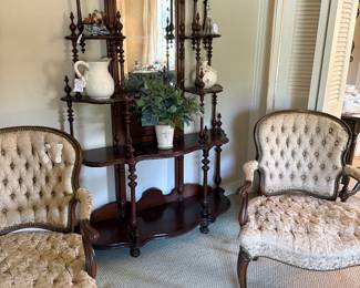 Antique Etegere’ and 2 Henredon Antique Chairs