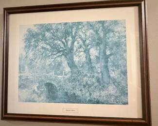 Serene framed woodland print featuring majestic oak trees and a peaceful pastoral scene—a timeless addition to traditional or nature-inspired décor! 🌳✨