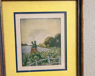 Charming framed Peter Rabbit print featuring the beloved Beatrix Potter character in Mr. McGregor’s garden perfect for collectors, nurseries, or cottage-style décor! 🐇🥕✨