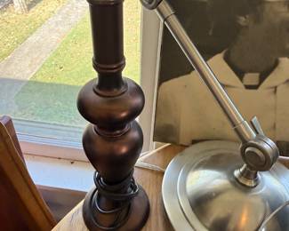 Brass candlestick lamp and desk lamp