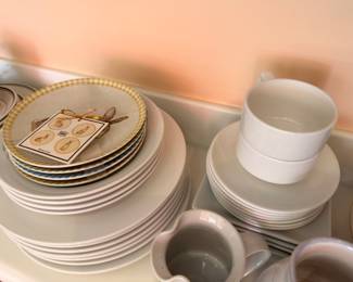 White dishware, bowls and dessert plates
