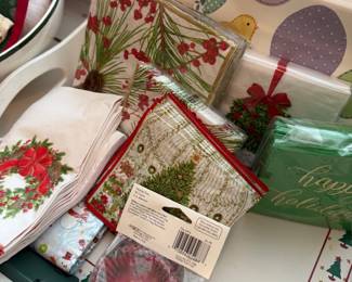 Rolls of gift wrap and wrapping paper