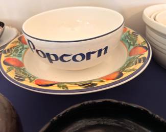 Fruit pattern popcorn bowl serving set
