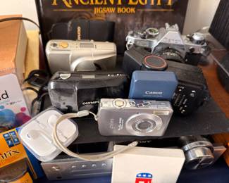 Vintage camera collection, Olympus and Canon
